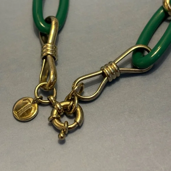Talbots Gold Tone Green Link Necklace 38” - Picture 5 of 10